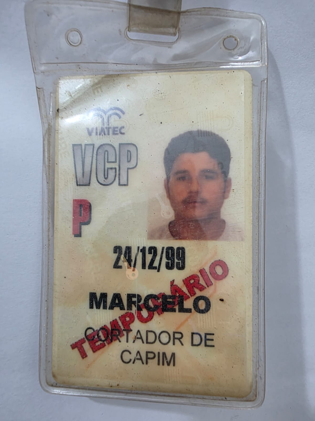 Antigo crachá profissional de Marcelo na VCP
